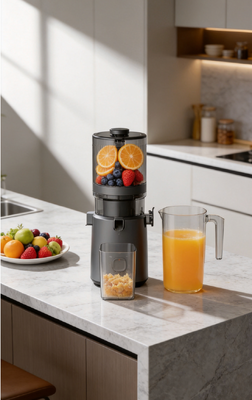 신선한 스마트 HJ303 엑스트라 와이드 저속 착즙기 – 155mm 투입구, 2400ml 호퍼, 200W 콜드 프레스 및 셀프 클리닝 기능으로 신선한 주스를 사랑하는 당신을 위해