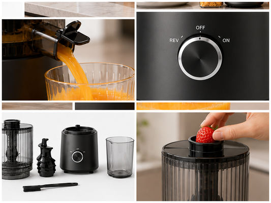 신선한 스마트 HJ303 엑스트라 와이드 저속 착즙기 – 155mm 투입구, 2400ml 호퍼, 200W 콜드 프레스 및 셀프 클리닝 기능으로 신선한 주스를 사랑하는 당신을 위해