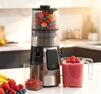 Fresh Smart HJ102D 다기능 저속 착즙기 – 6가지 모드, 135mm 넓은 투입구, 200W 저온 압착 및 자동 세척 기능으로 건강한 라이프스타일을 위한 파트너
